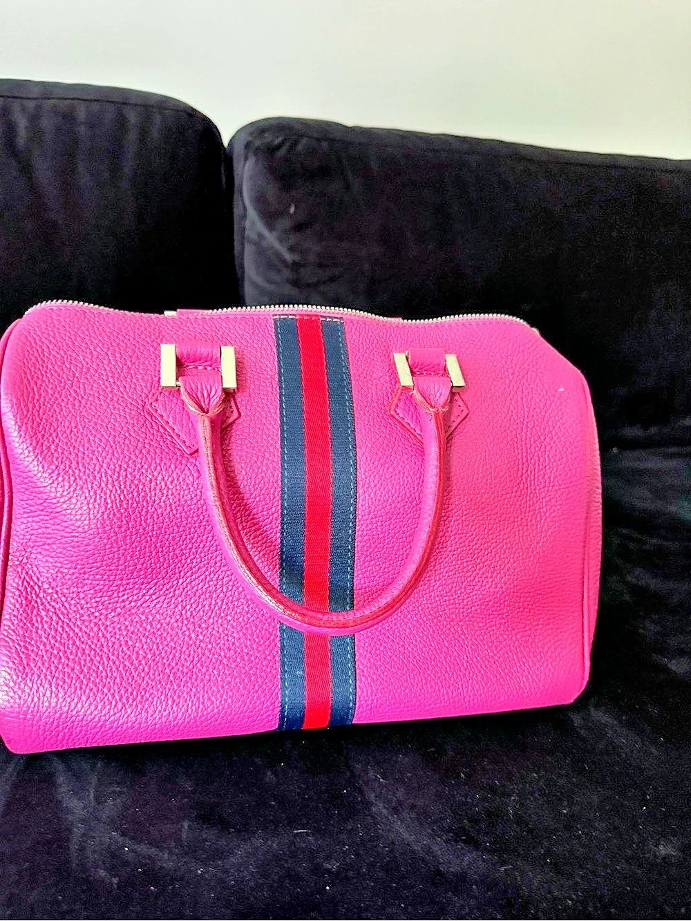 Laura Di Maggio Leather Satchel in Pink & Black Like New